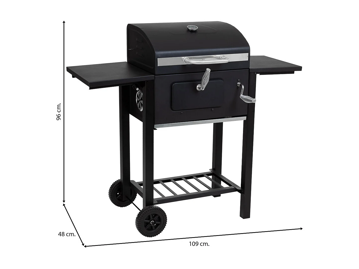 Carrello barbecue in metallo nero 98x48x96h cm