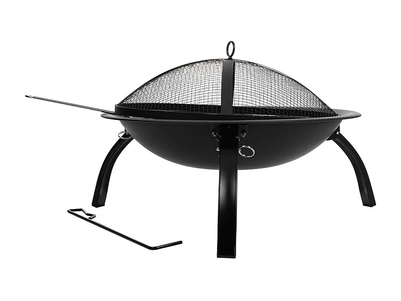 Barbacoa exterior de metal con parrilla negro  D51x39h cm