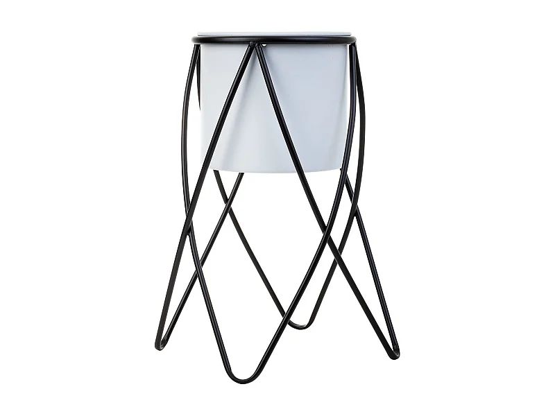 Pot de fleurs avec support en métal 26x26x45h cm