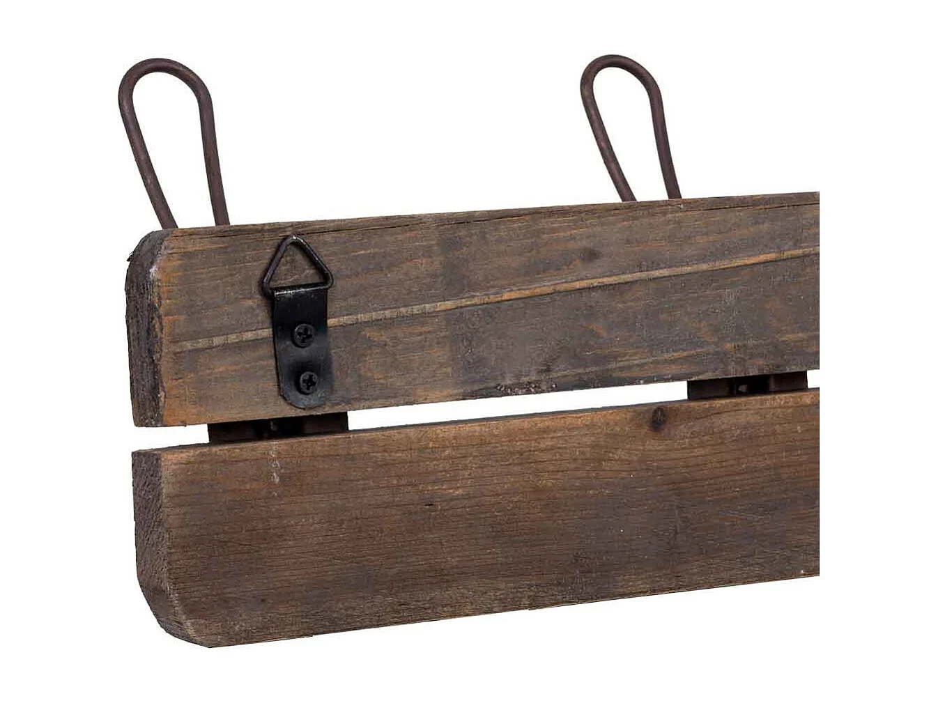 Cabide de parede em madeira/metal, 5 ganchos, 66x6x13,5 cm