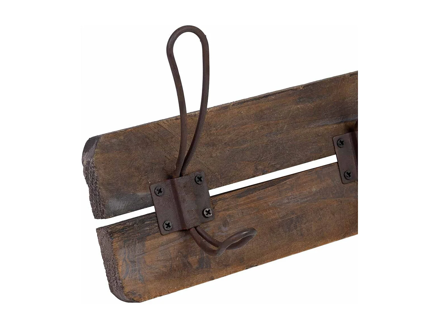 Suporte de parede em madeira/metal, 3 ganchos, 38x6x13,5 cm