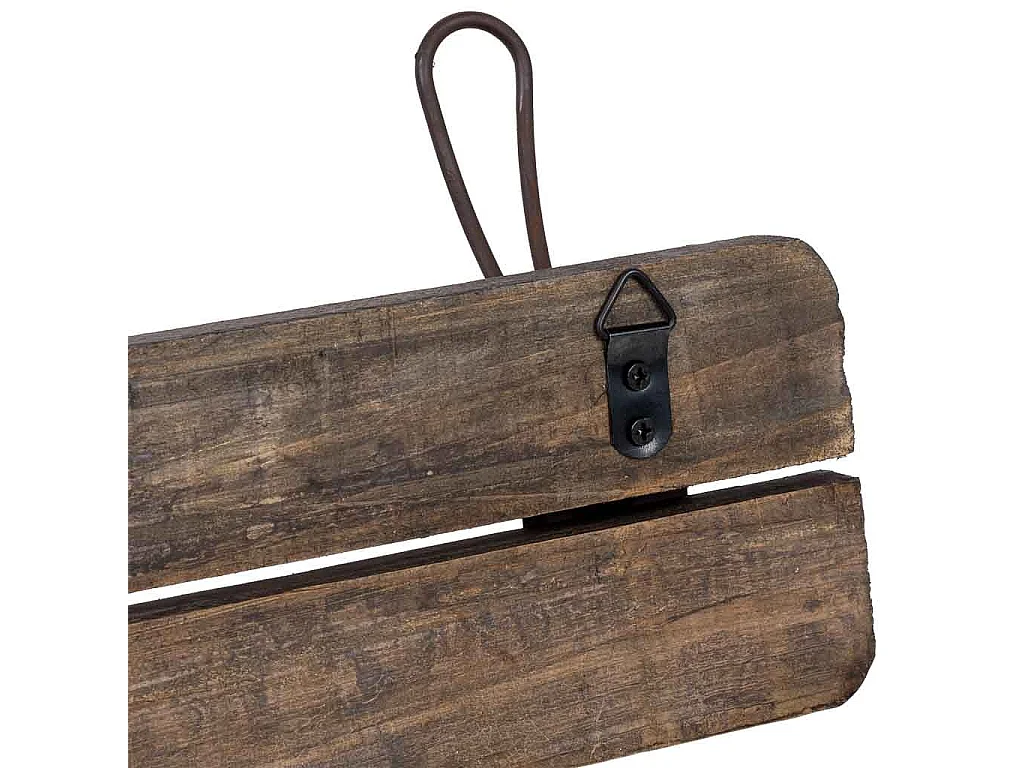 Suporte de parede em madeira/metal, 3 ganchos, 38x6x13,5 cm