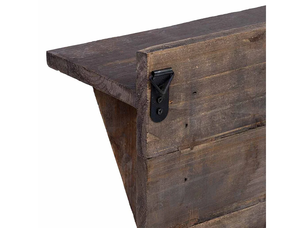 Cabide de parede em madeira e metal com 5 ganchos 87x17x29h cm