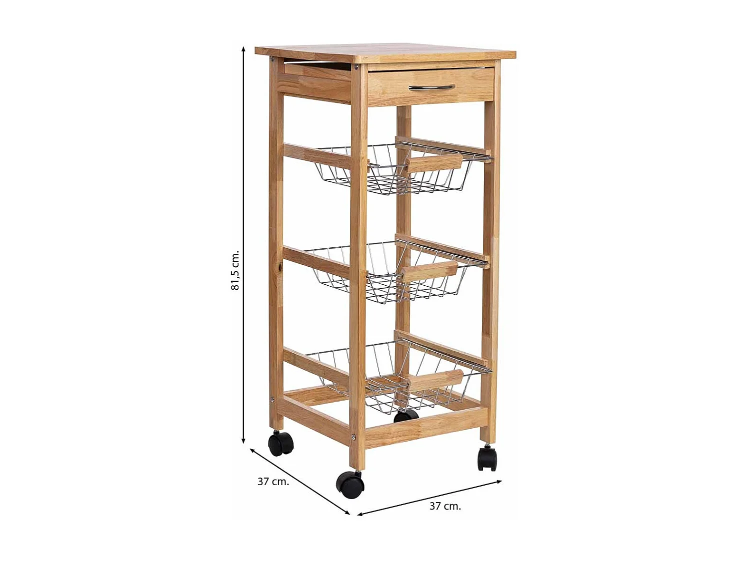 Chariot de cuisine en bois 37x37x81,5h cm