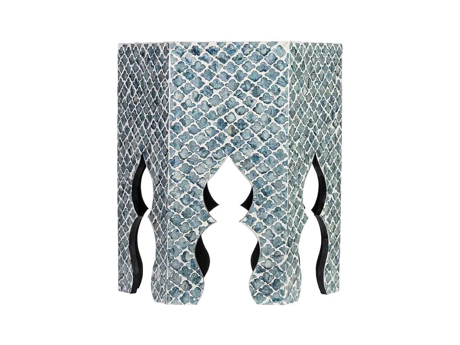 Table d'appoint en bois et capiz gris 45x40x50h cm