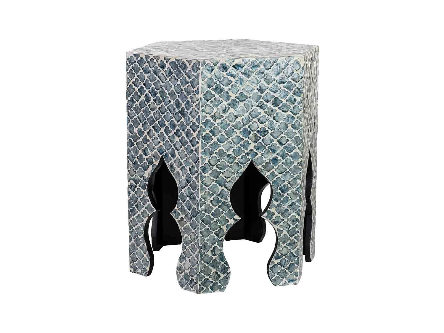 Table d'appoint en bois et capiz gris 45x40x50h cm