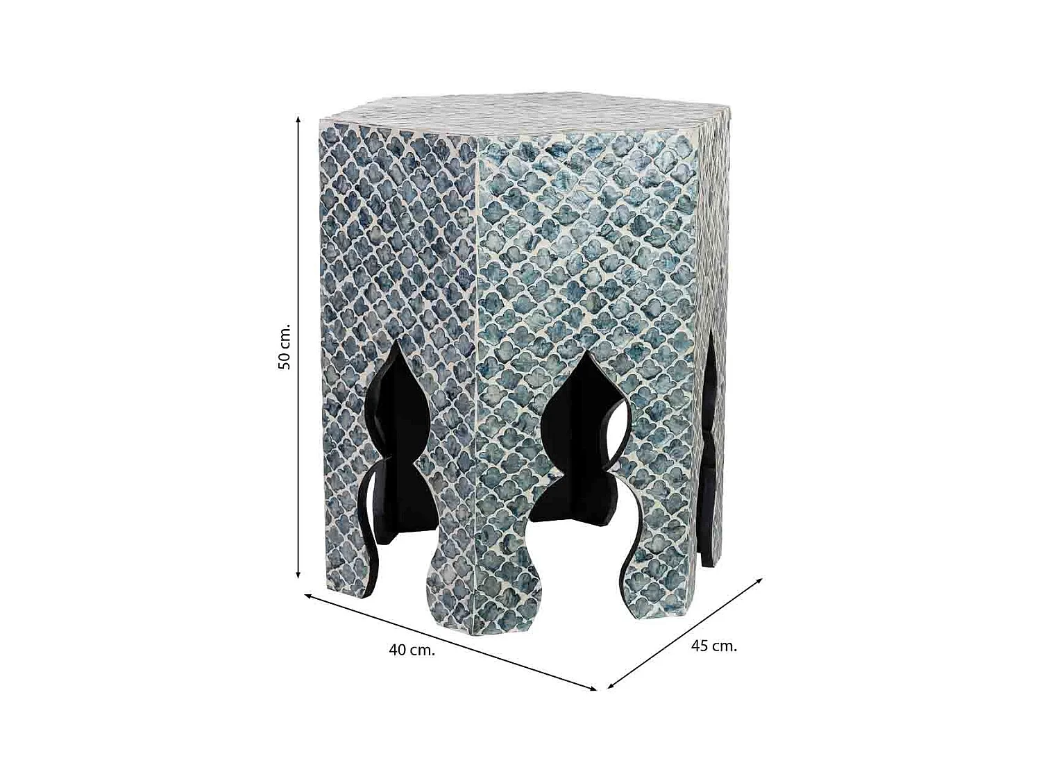 Table d'appoint en bois et capiz gris 45x40x50h cm