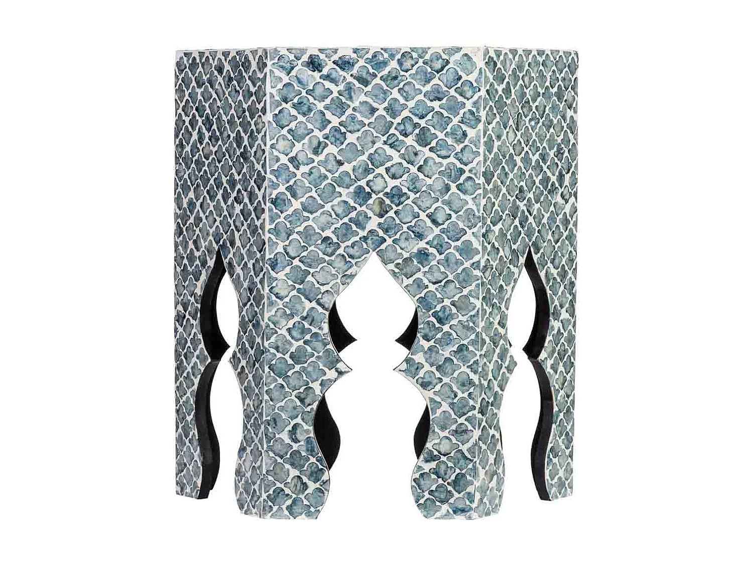 Beistelltisch aus Holz und Capiz, 45x40x50H cm, Grau