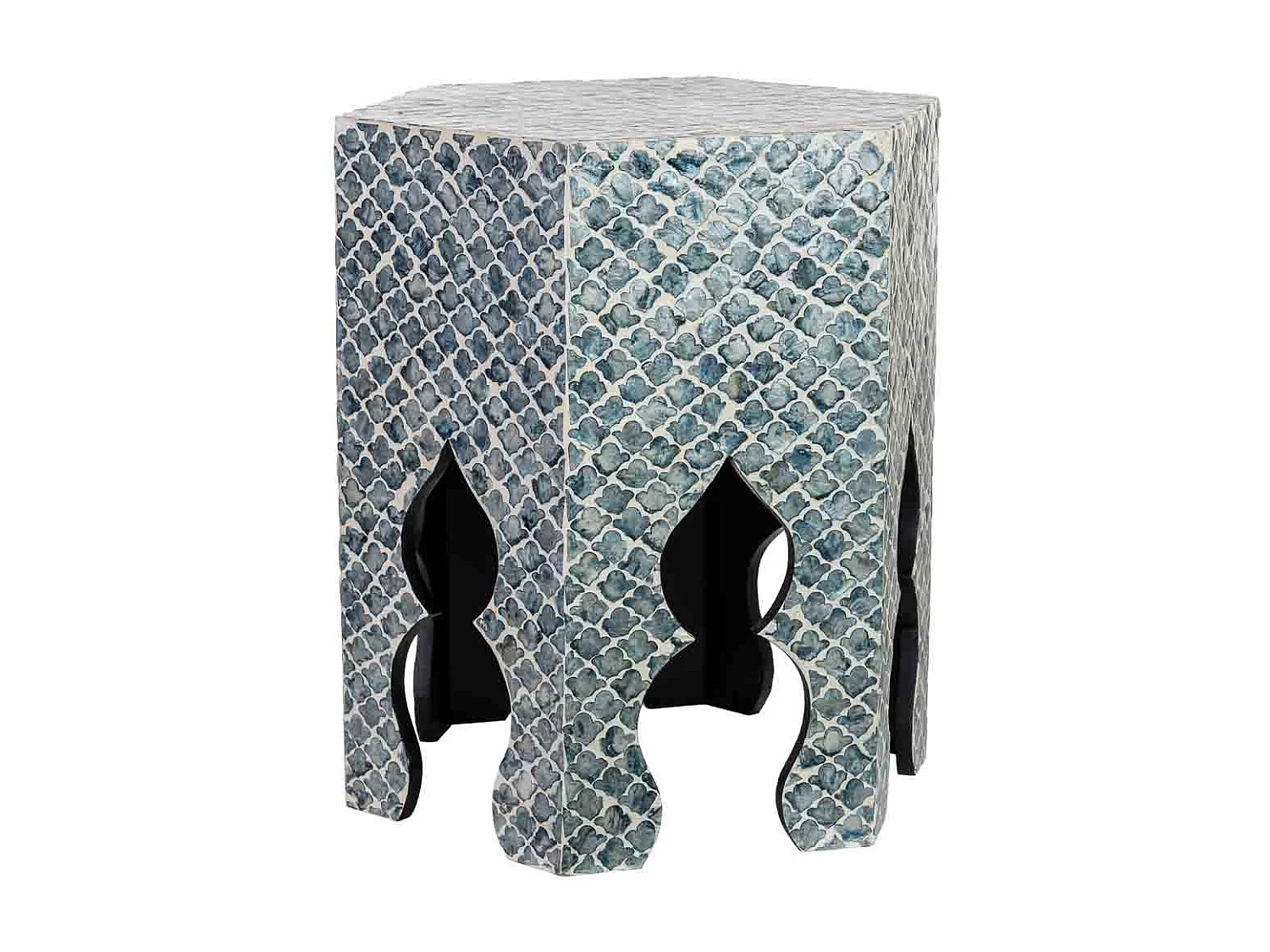 Beistelltisch aus Holz und Capiz, 45x40x50H cm, Grau