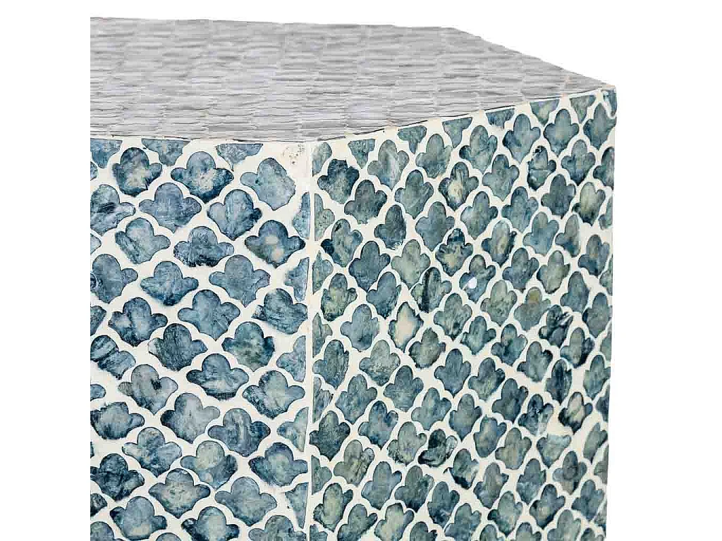 Beistelltisch aus Holz und Capiz, 45x40x50H cm, Grau