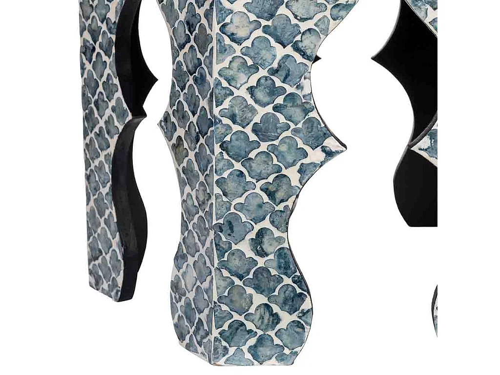 Beistelltisch aus Holz und Capiz, 45x40x50H cm, Grau