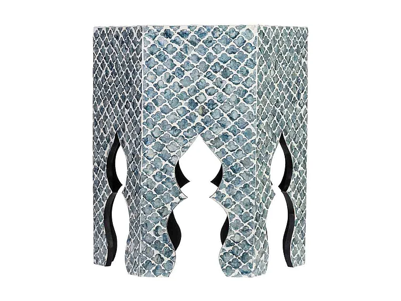 Tavolino ausiliario in legno e capiz grigio 45x40x50h cm