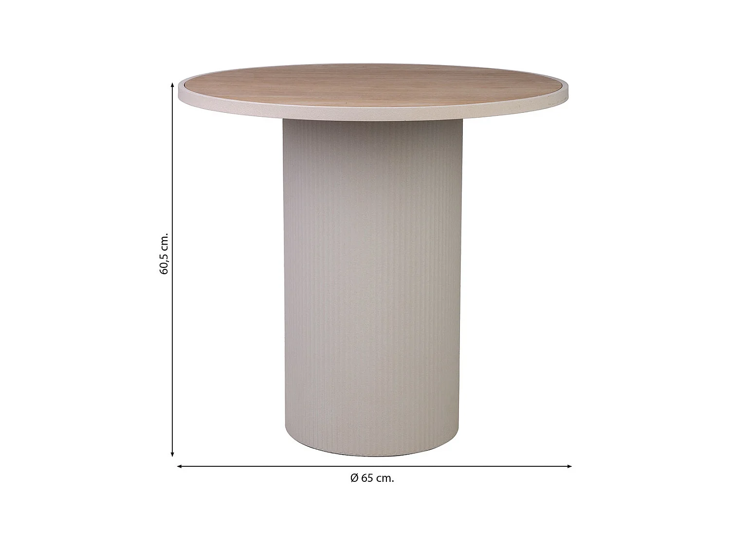 Mesa de apoio em metal e madeira 65x65x60,5h cm