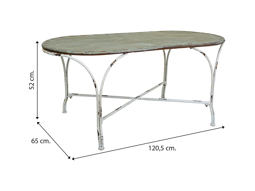 Mesa de centro em metal 120,5x65x52h cm