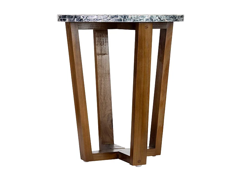 Mesa auxiliar de madeira e madrepérola cinza d36x40h cm