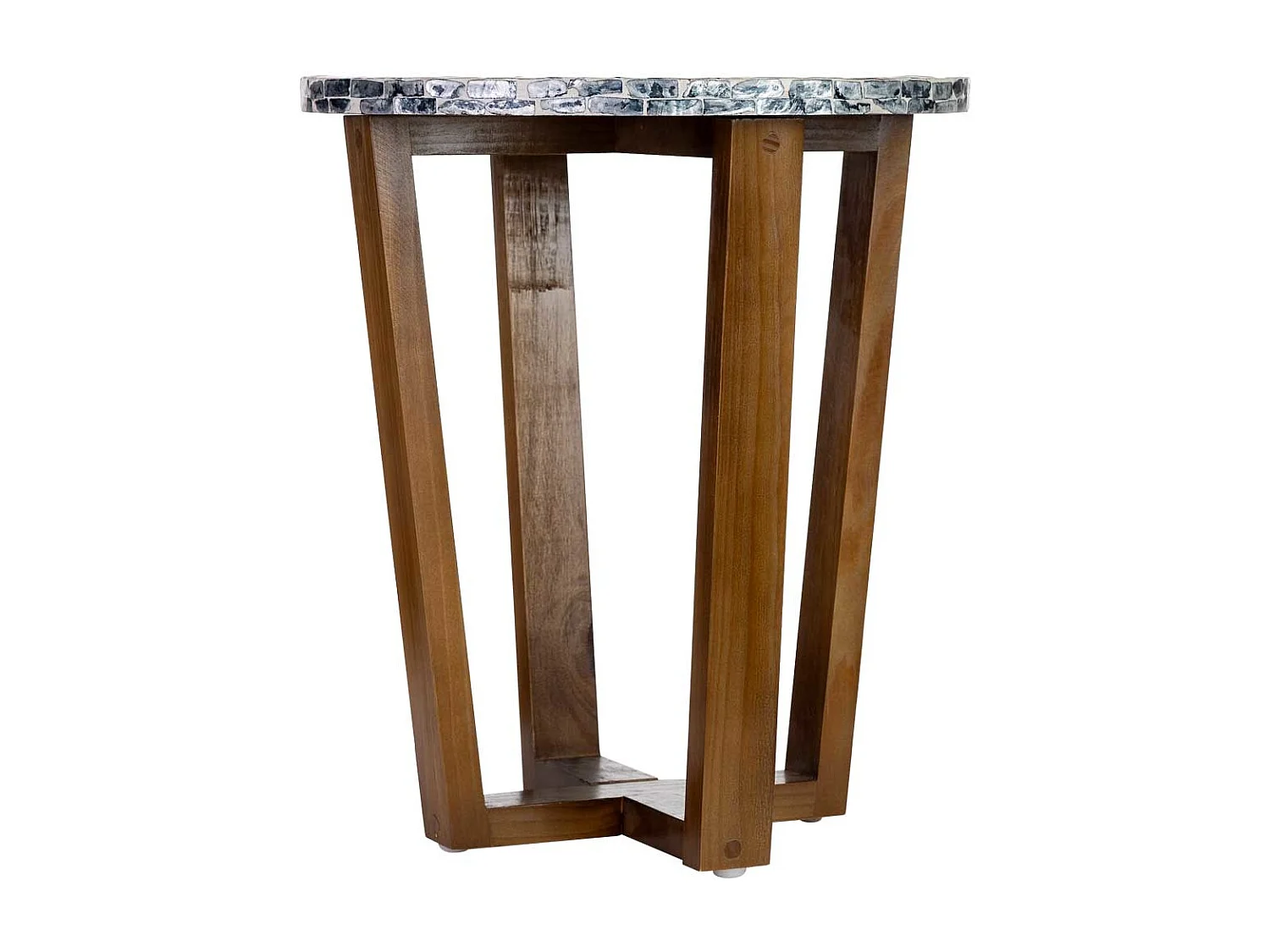 Mesa auxiliar de madeira e madrepérola cinza d36x40h cm