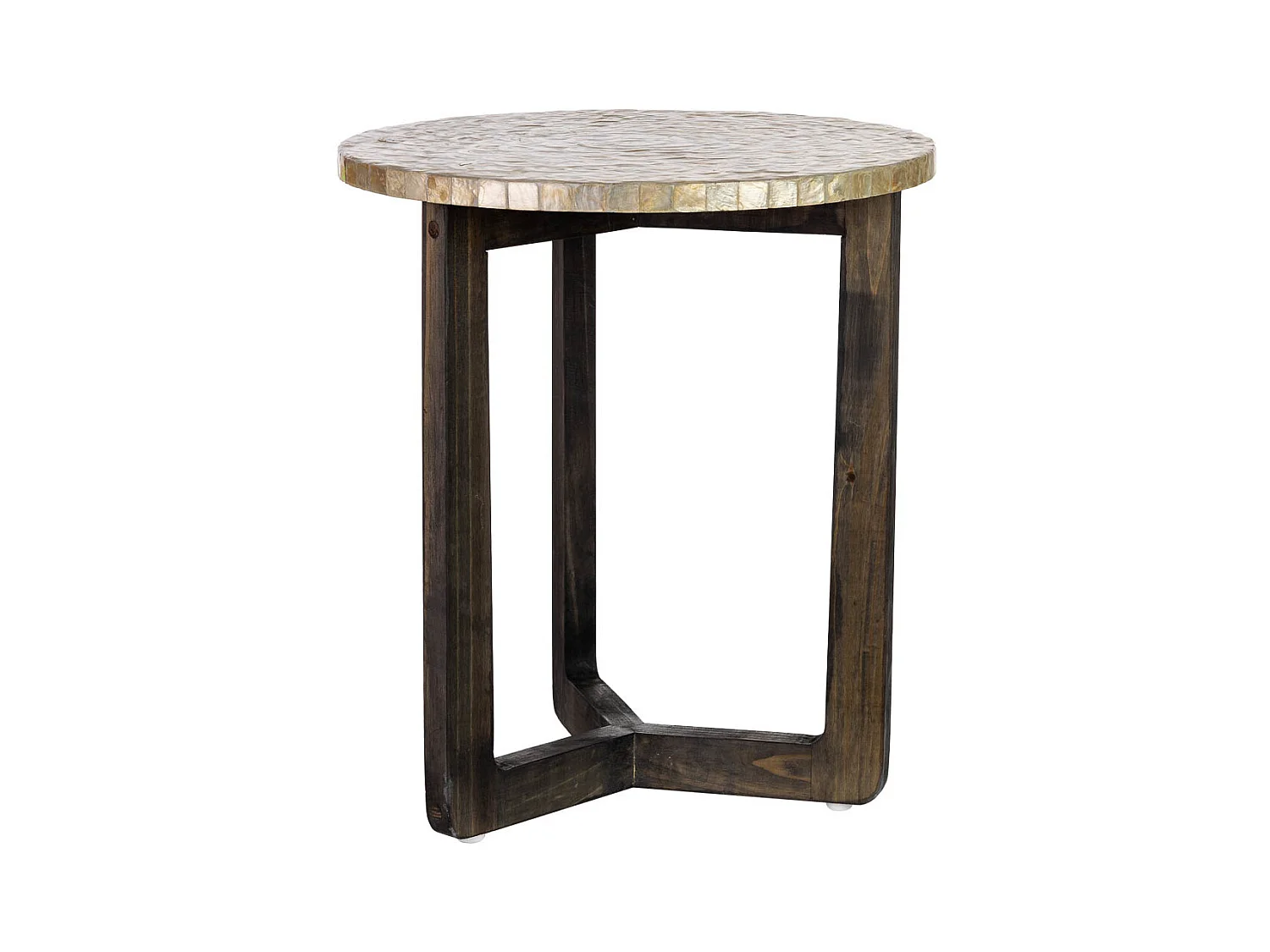 Table auxiliaire en bois et capiz blanc D40x45h cm