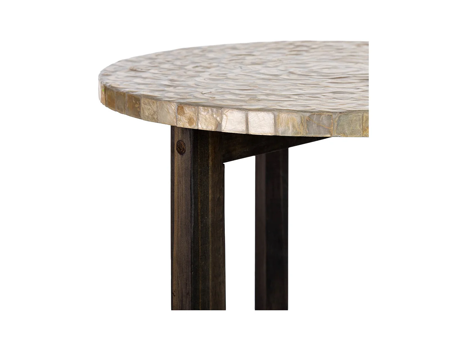 Table auxiliaire en bois et capiz blanc D40x45h cm