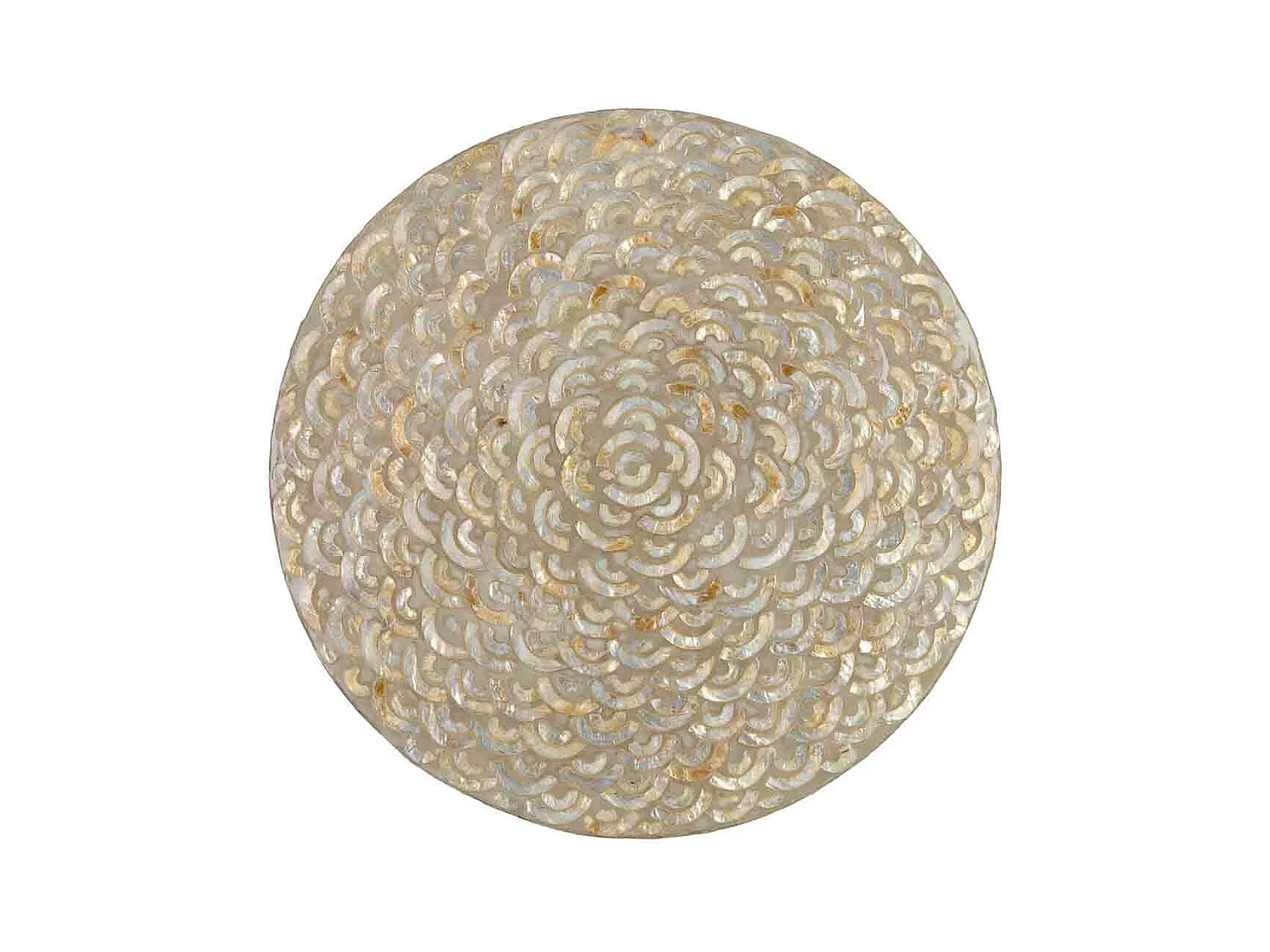 Table auxiliaire en bois et capiz blanc D40x45h cm