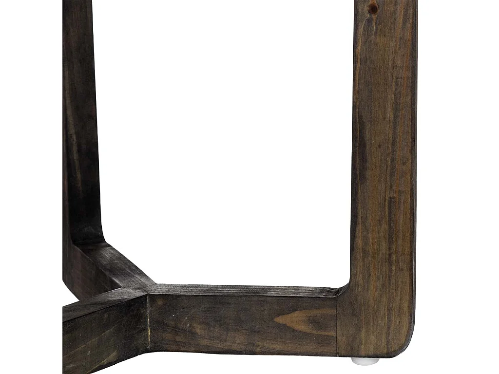 Mesa auxiliar de madeira e capiz branco d40x45h cm