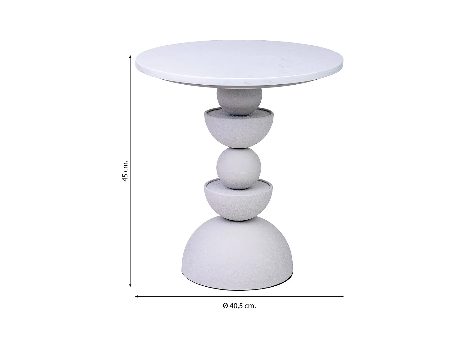 Mesa de apoio em metal e madeira branca 40,5x40,5x45h cm