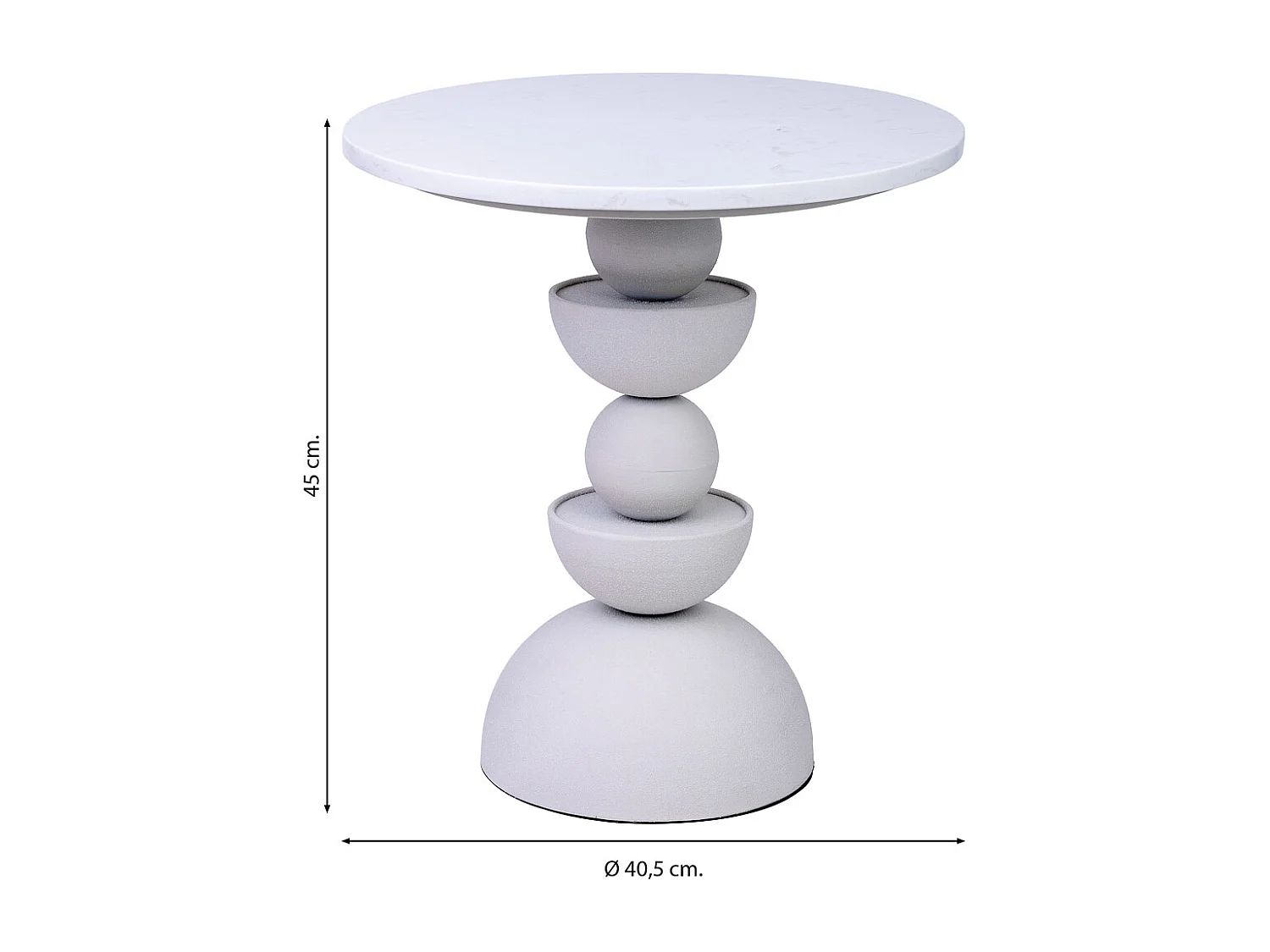 Mesa de apoio em metal e madeira branca 40,5x40,5x45h cm