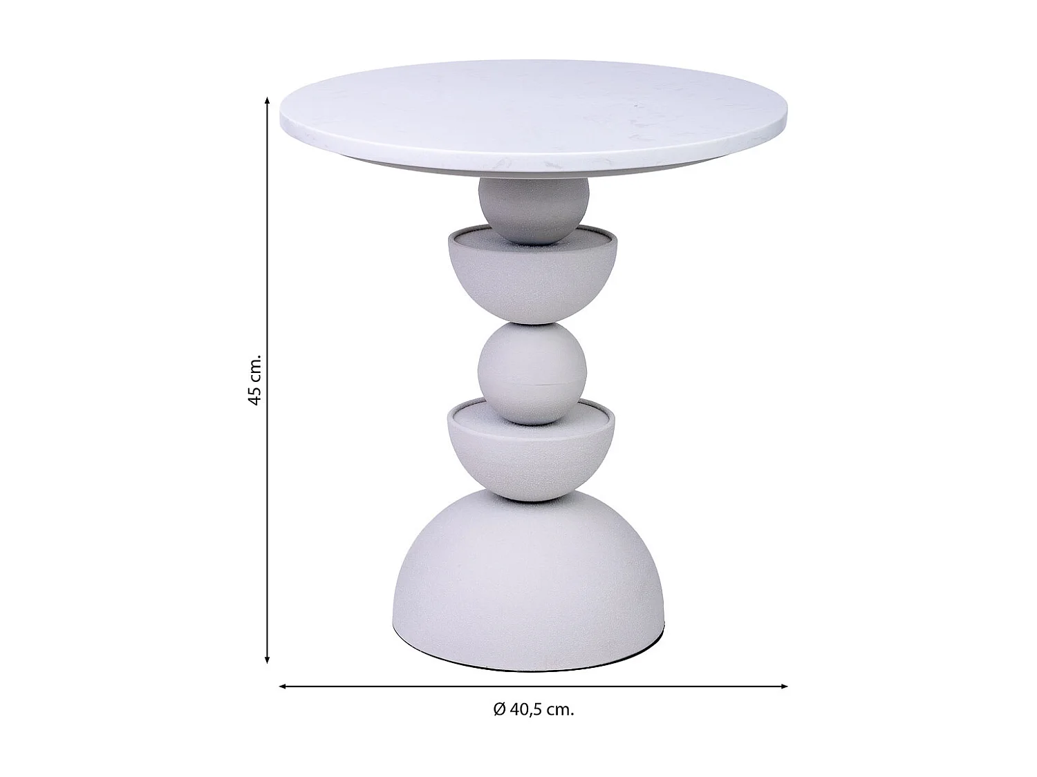 Beistelltisch aus weißem Metall und Holz 40,5x40,5x45h cm