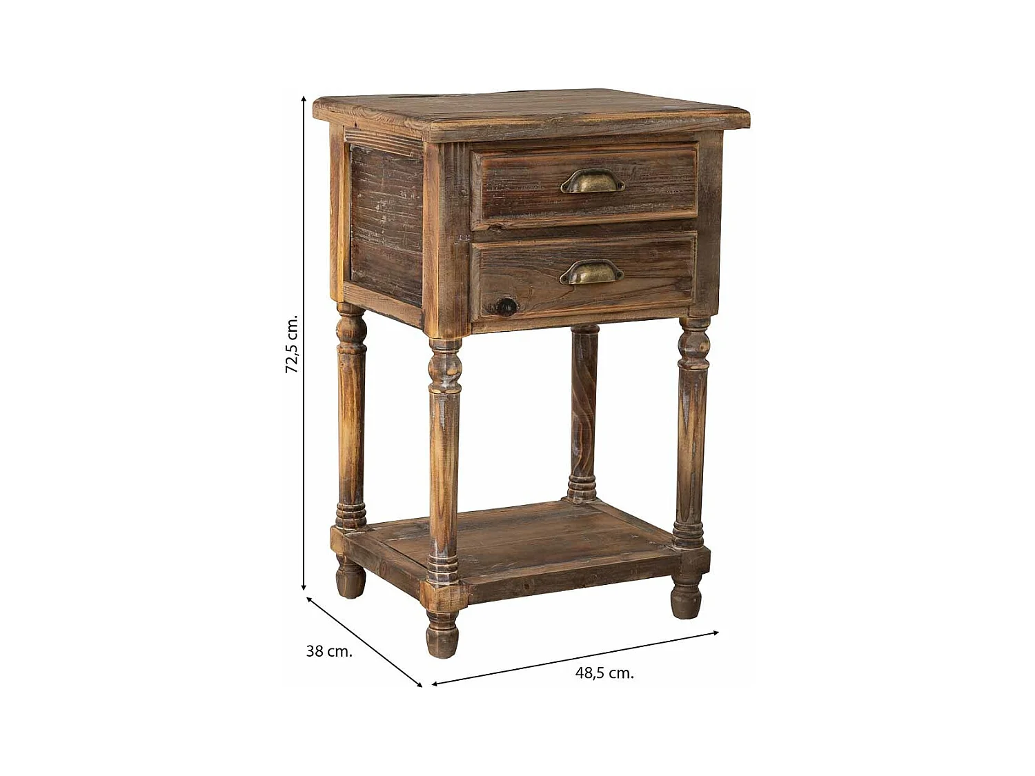 Mesita de madera con 2 cajones 48,5x38x72,5h cm