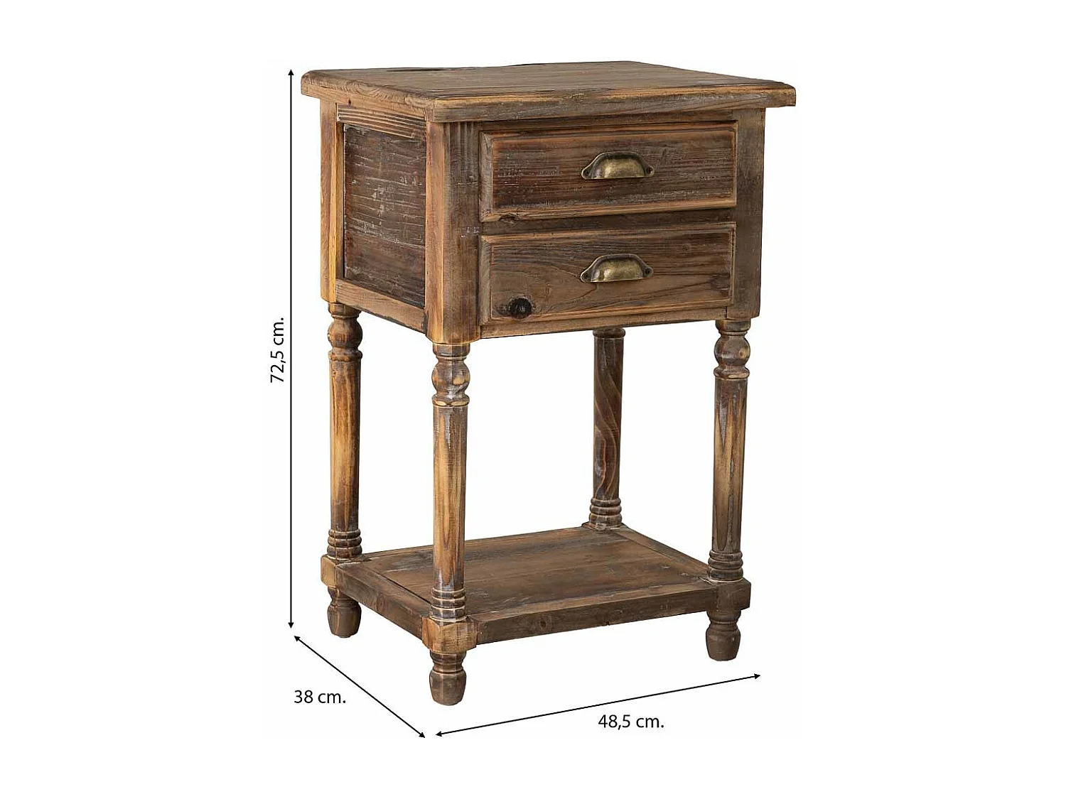 Mesita de madera con 2 cajones 48,5x38x72,5h cm