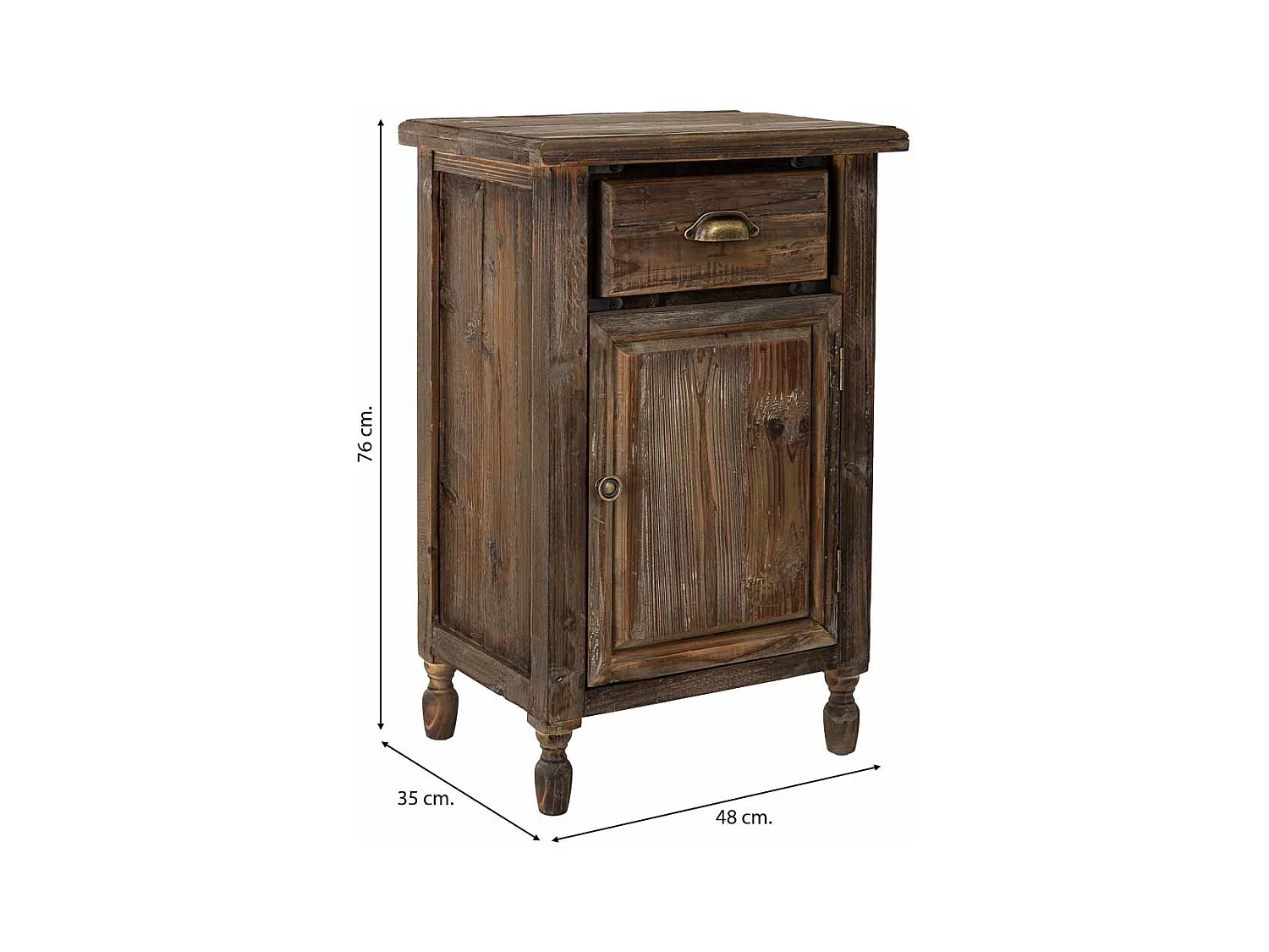 Secretária em madeira com 1 porta e 1 gaveta 48x35x76h cm