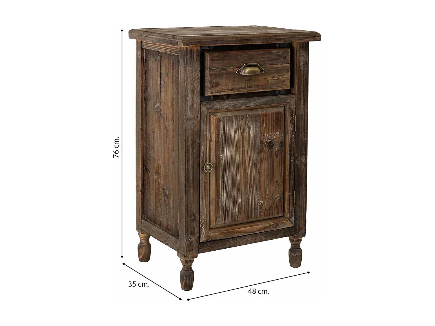 Table en bois avec 1 porte et 1 tiroir 48x35x76h cm