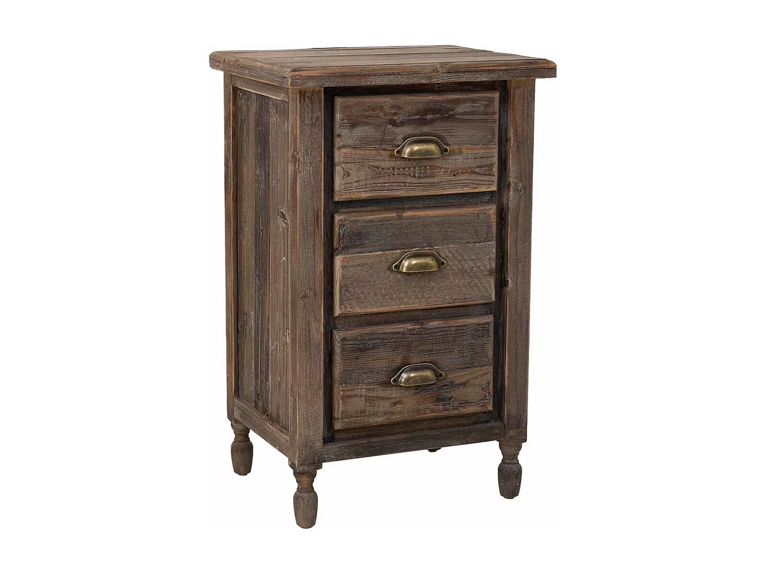 Mesa de cabeceira em madeira com 3 gavetas 48x38x76,5h cm