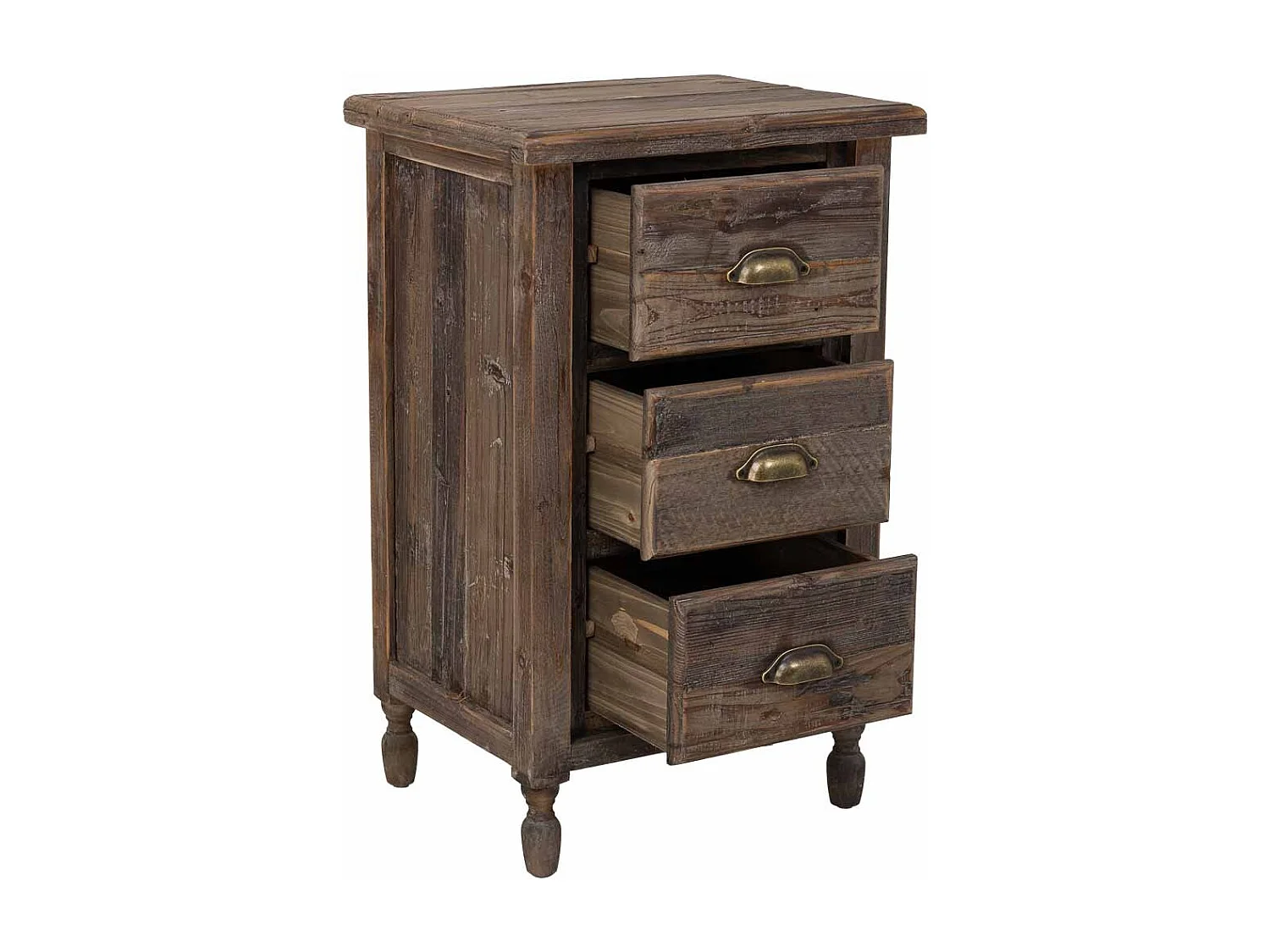 Mesa de cabeceira em madeira com 3 gavetas 48x38x76,5h cm