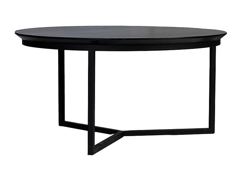 Mesa de centro em madeira de mangueira e ferro, 80x80x40 cm