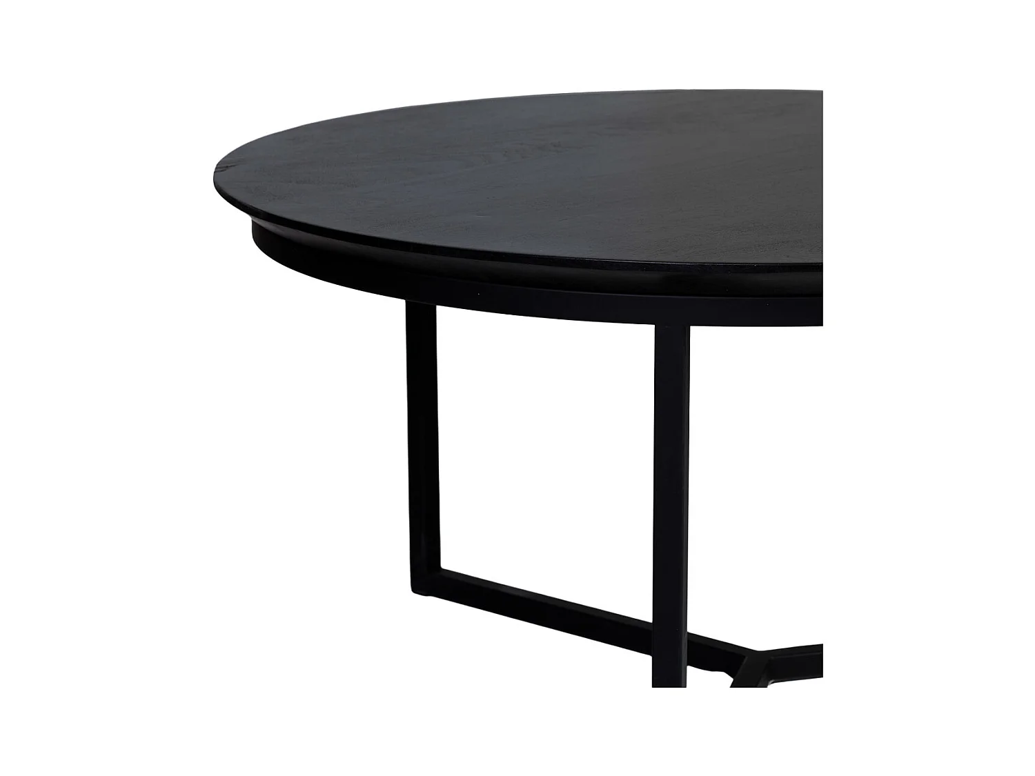 Mesa de centro, tablero de mango negro y patas de hierro 80x80x40h cm