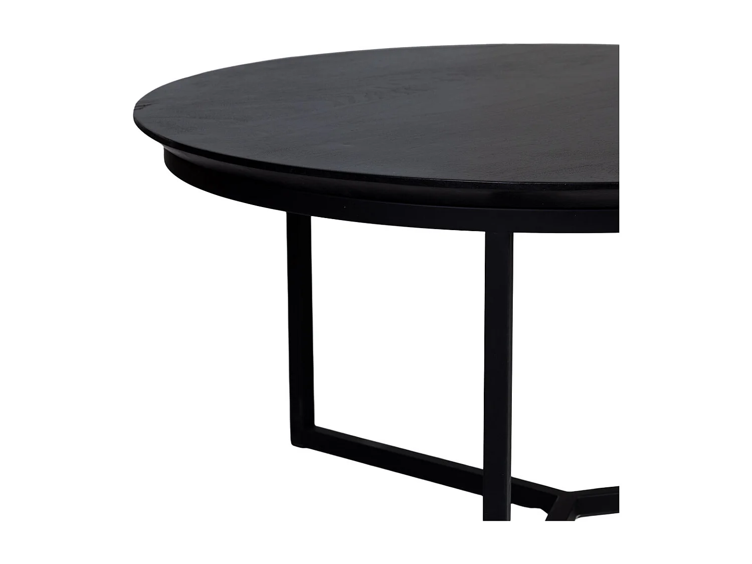 Mesa de centro, tablero de mango negro y patas de hierro 80x80x40h cm