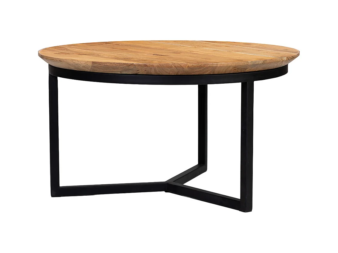 Table basse avec plateau en bois de manguier et fer 59x59x33h cm