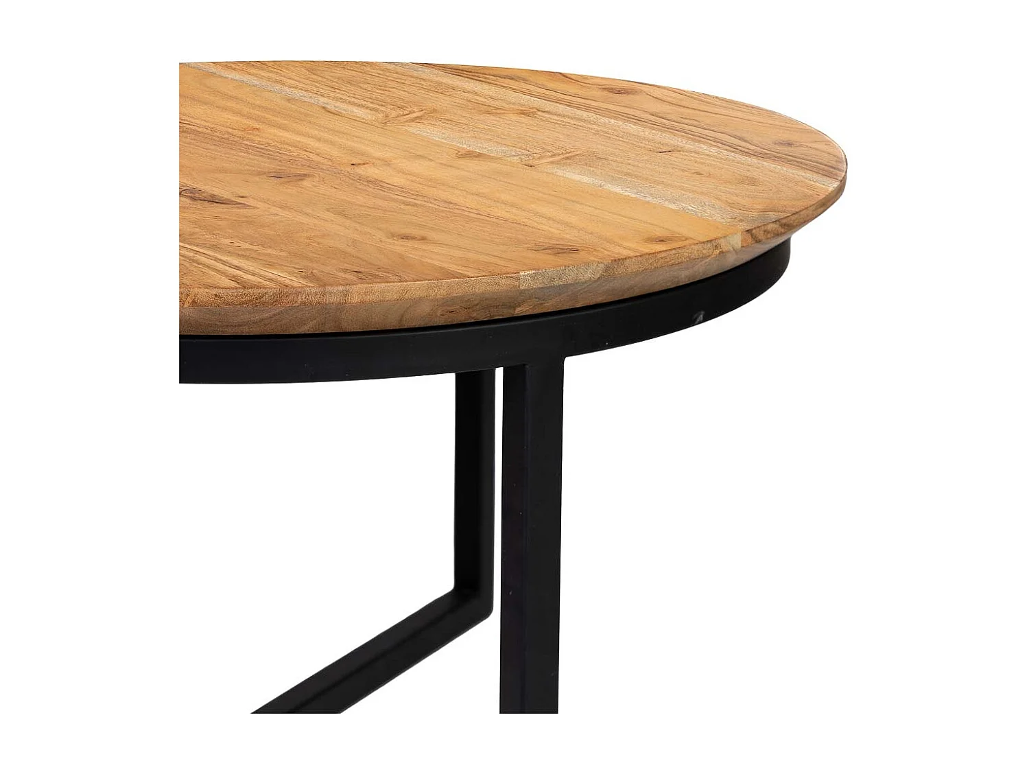 Mesa de centro, tablero de mango e pernas de hierro 59x59x33h cm