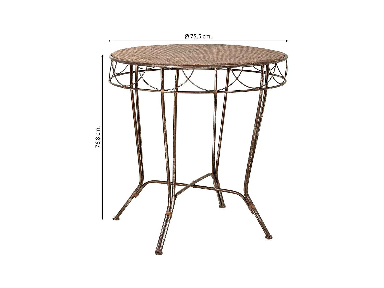 Table en métal 75,5x75,5x76,8h cm