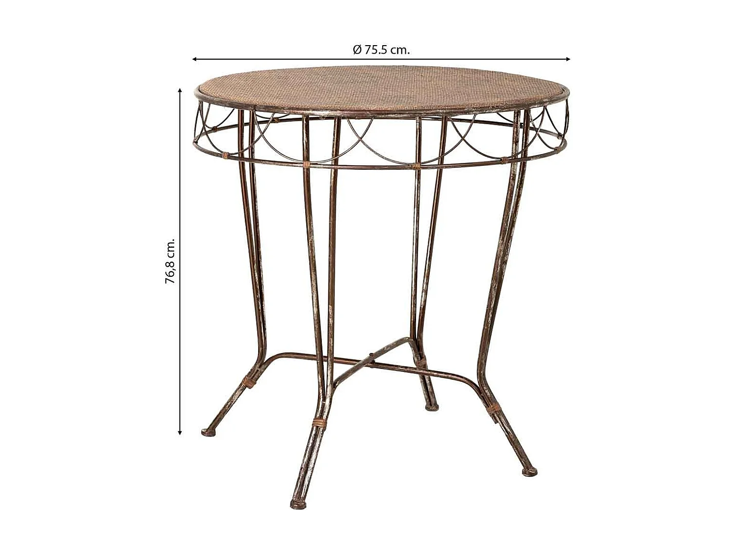 Tavolo in metallo 75,5x75,5x76,8h cm marrone