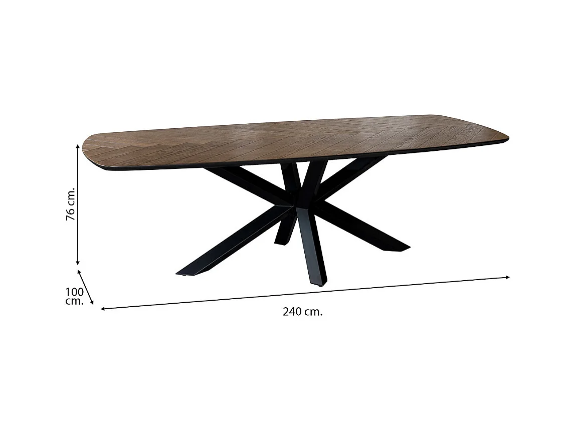 Mesa de comedor rectangular color nogal 240x100x76h cm