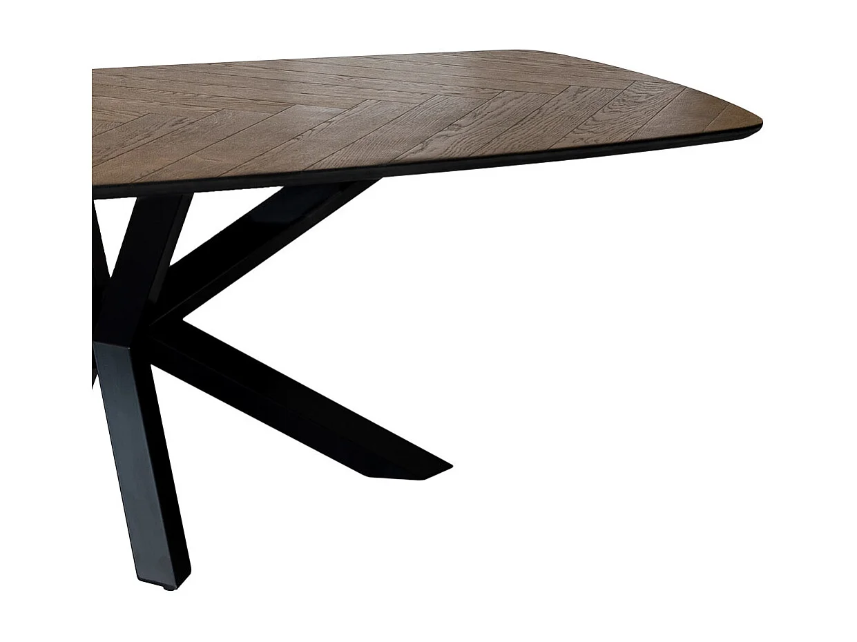 Table à manger couleur chêne et noyer et pieds en fer 240x100x76h cm