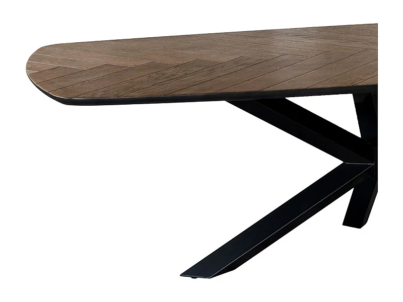 Table à manger couleur chêne et noyer et pieds en fer 240x100x76h cm