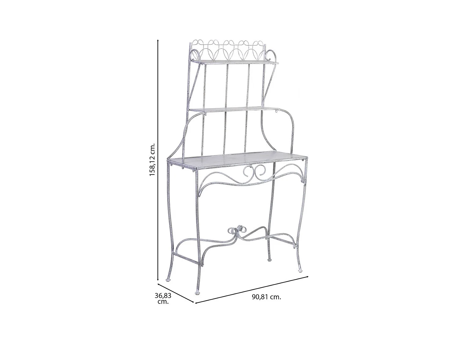 Étagère métallique d'exposition avec 2 étagères 90,81x36,83x158,12h cm