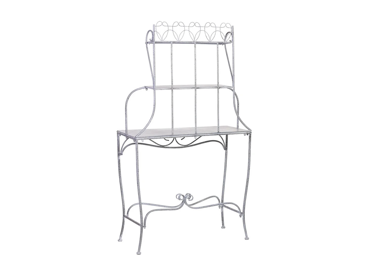 Espositore in metallo con 2 ripiani grigio 90,81x36,83x158,12h cm