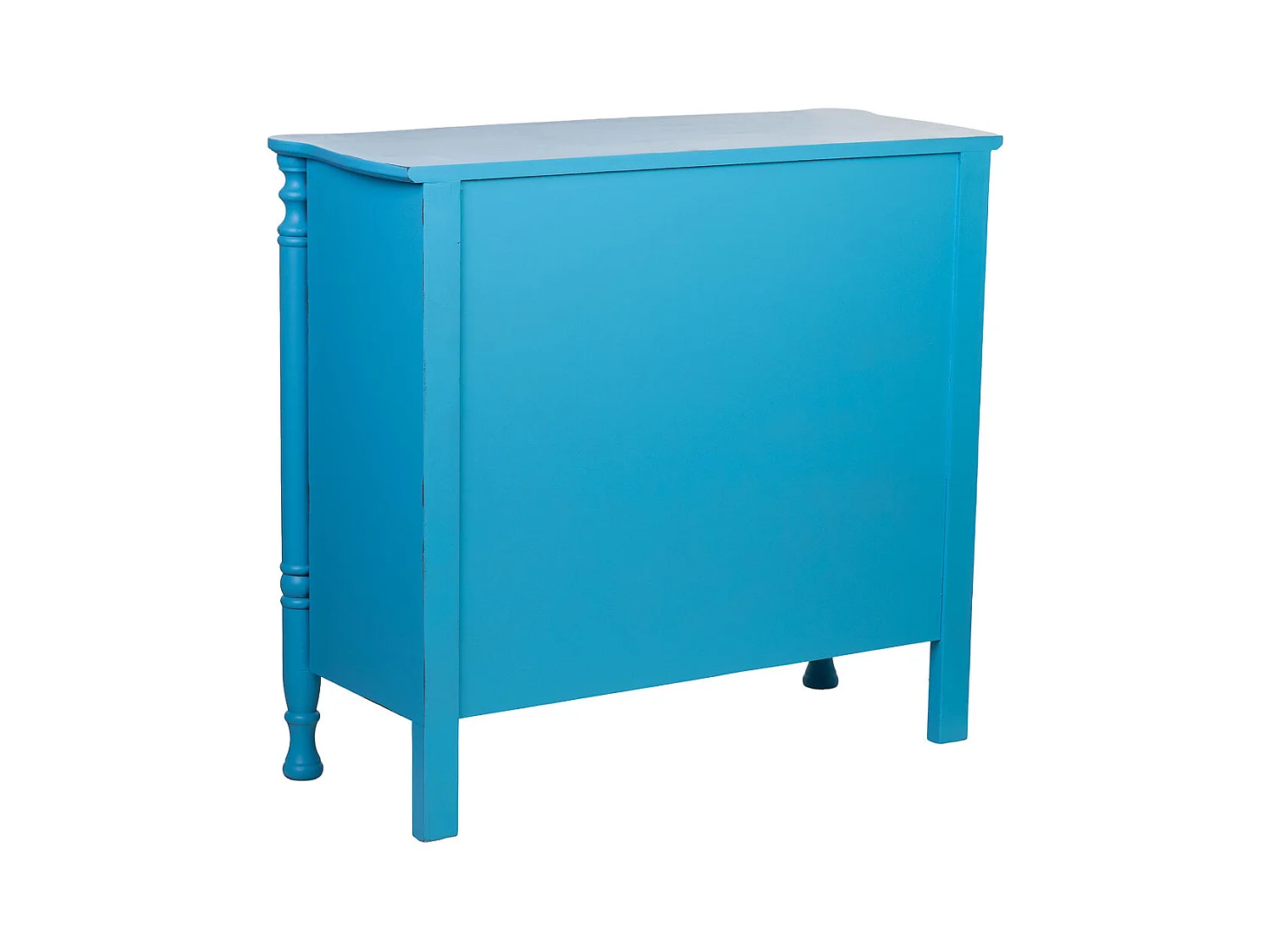 Cômoda de madeira lacada azul envelhecida com 4 gavetas 100x40x90h cm