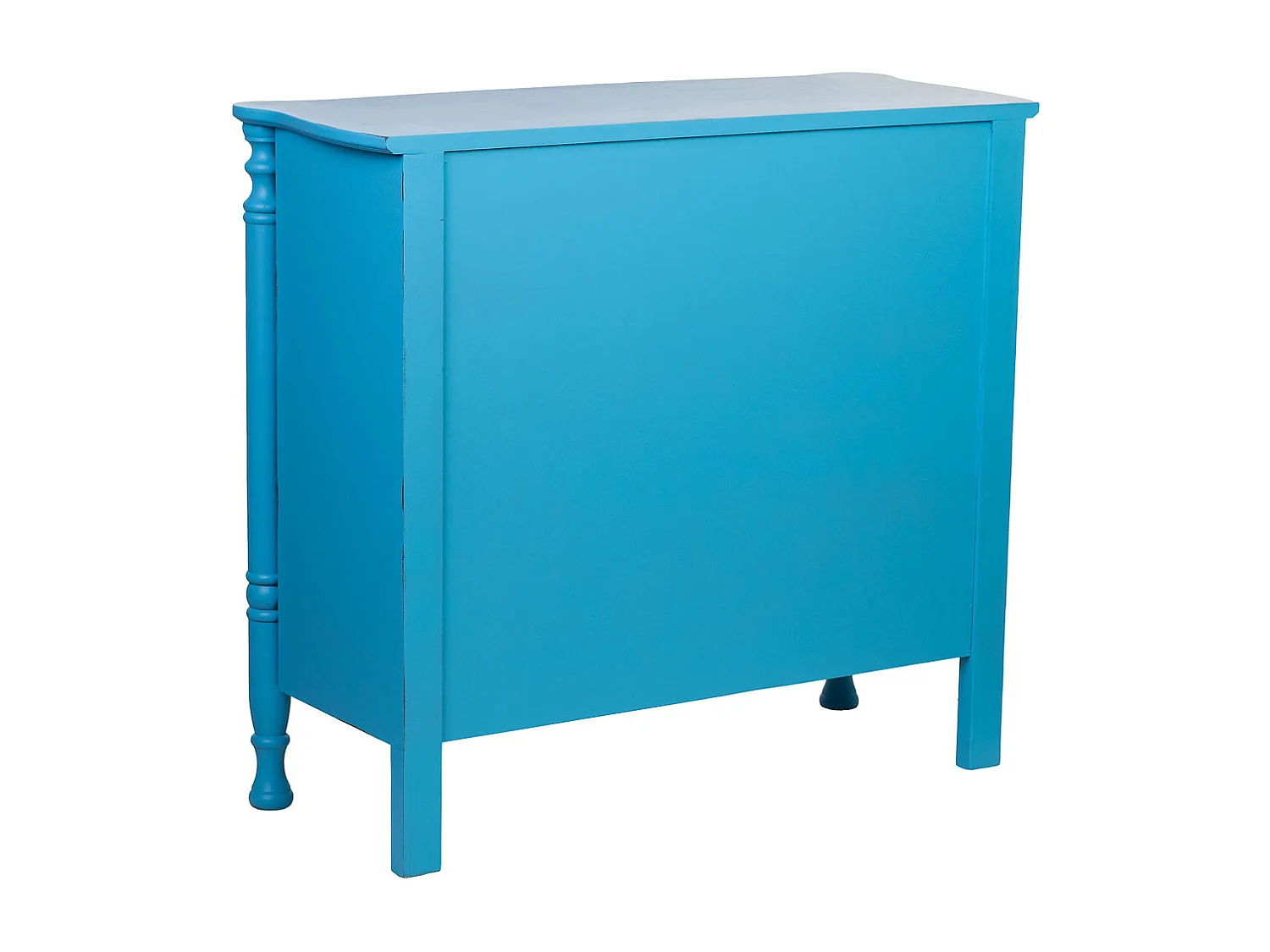 Antikblau lackierte Holzkommode mit 4 Schubladen, 100x40x90H cm