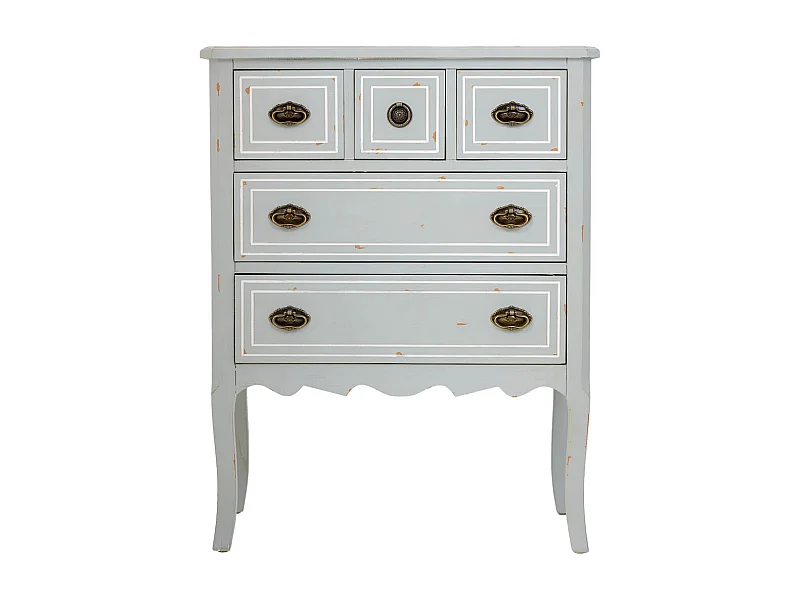 Cómoda em madeira com 5 gavetas 73x38x93,5h cm