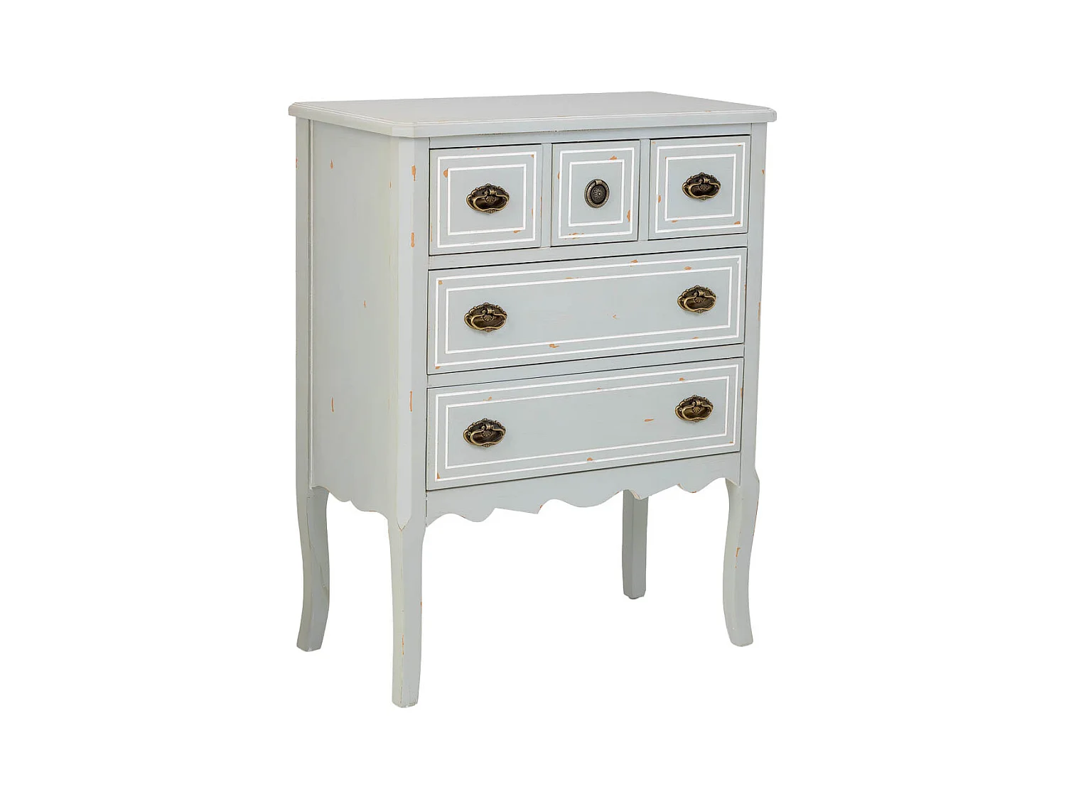 Cómoda em madeira com 5 gavetas 73x38x93,5h cm