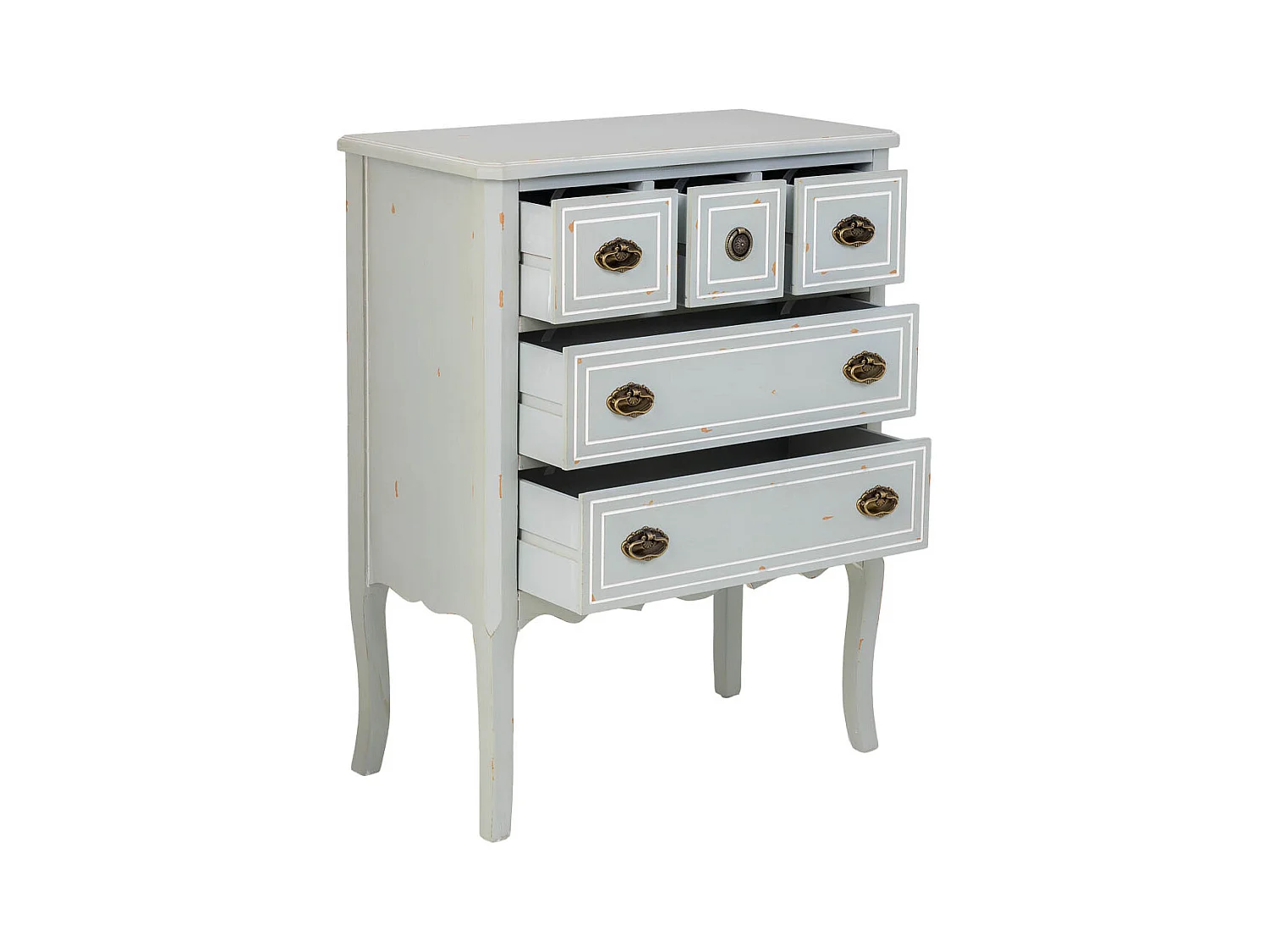 Cómoda em madeira com 5 gavetas 73x38x93,5h cm